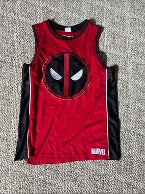 Marvel Red and Black Deadpool Basketball Tank